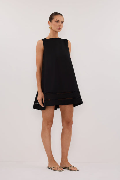 LINDSAY BLACK LINEN MINI DRESS