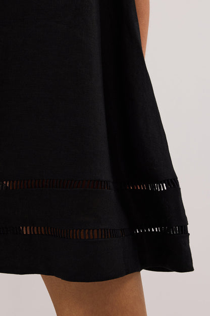 LINDSAY BLACK LINEN MINI DRESS