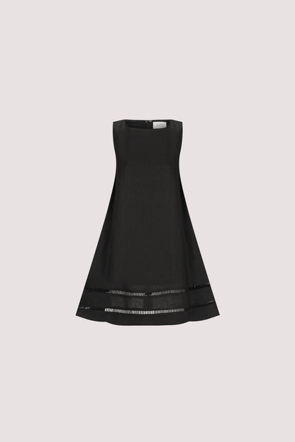 LINDSAY BLACK LINEN MINI DRESS