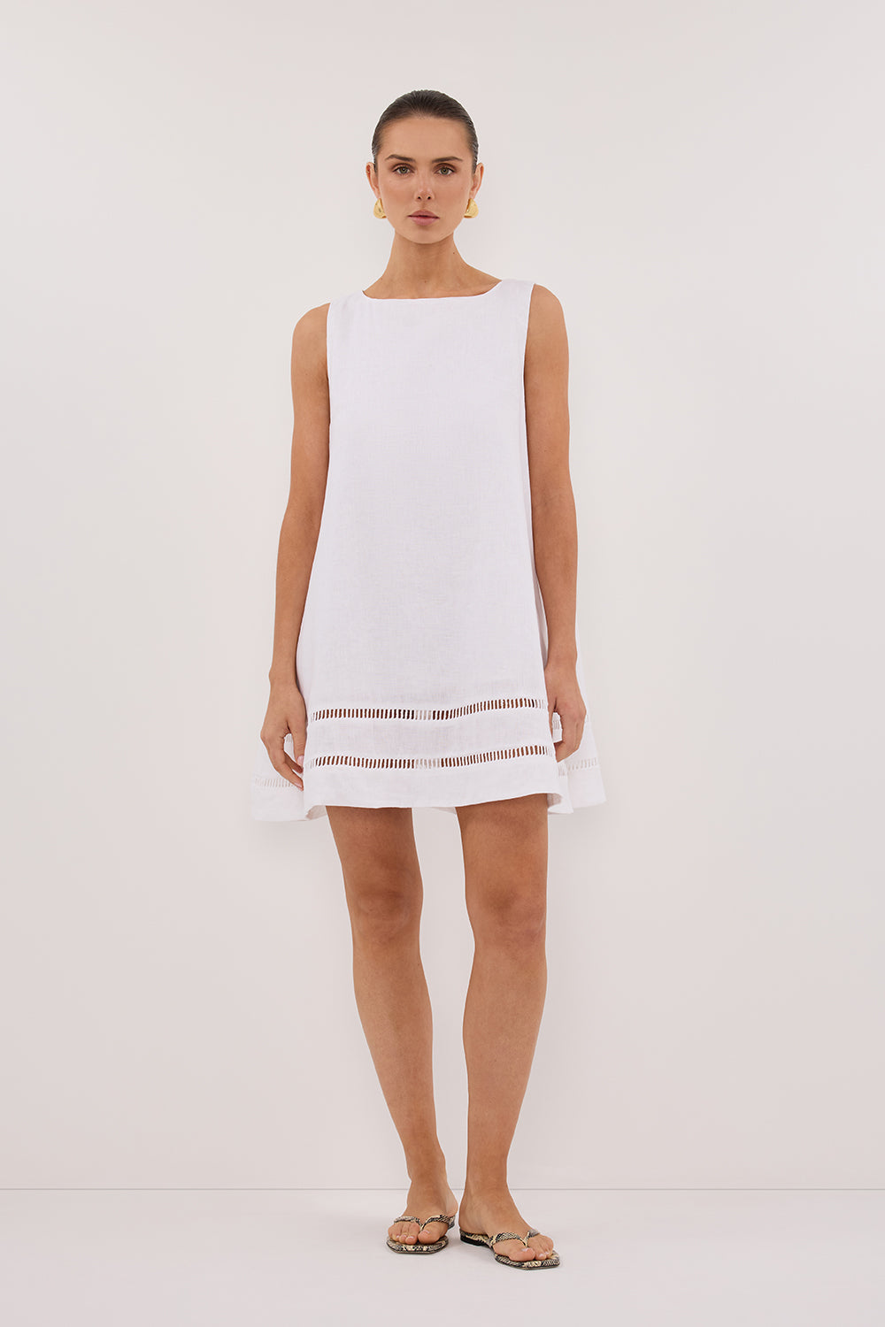 LINDSAY WHITE LINEN MINI DRESS