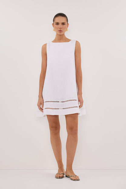 LINDSAY WHITE LINEN MINI DRESS