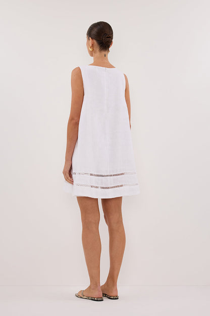 LINDSAY WHITE LINEN MINI DRESS