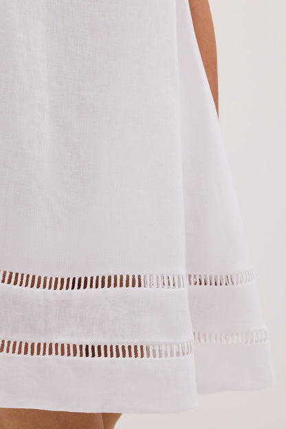 LINDSAY WHITE LINEN MINI DRESS