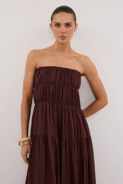 ARTIE WALNUT RAMIE MIDI DRESS