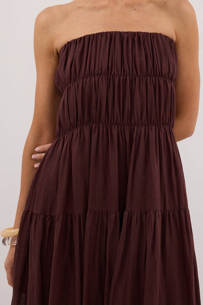 ARTIE WALNUT RAMIE MIDI DRESS