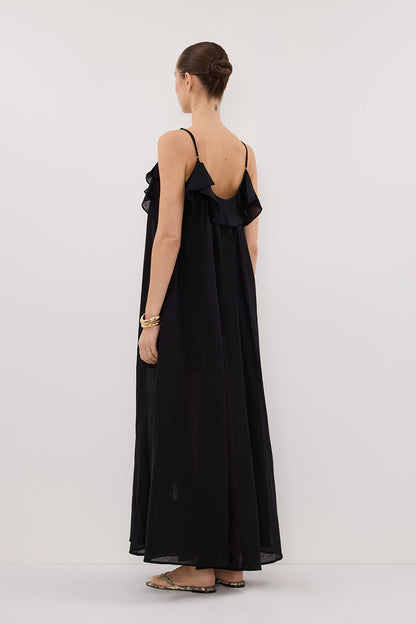 CAPRI BLACK LINEN BLEND MAXI DRESS
