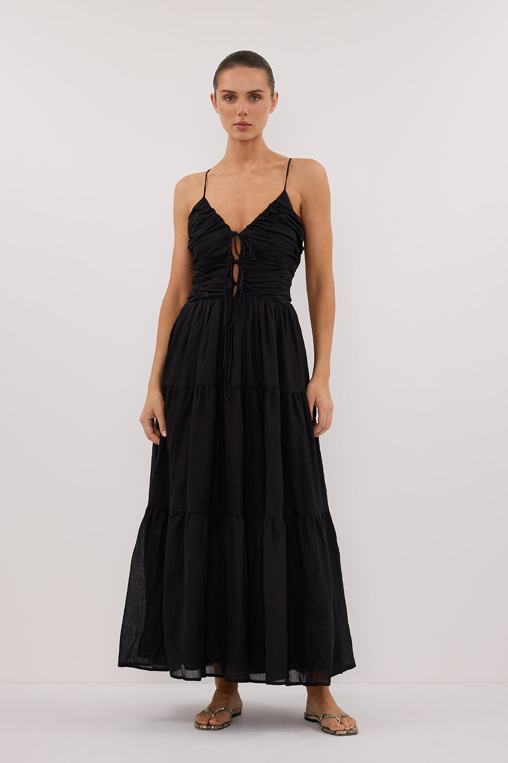 MARNIE BLACK RAMIE MIDI DRESS