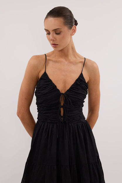 MARNIE BLACK RAMIE MIDI DRESS