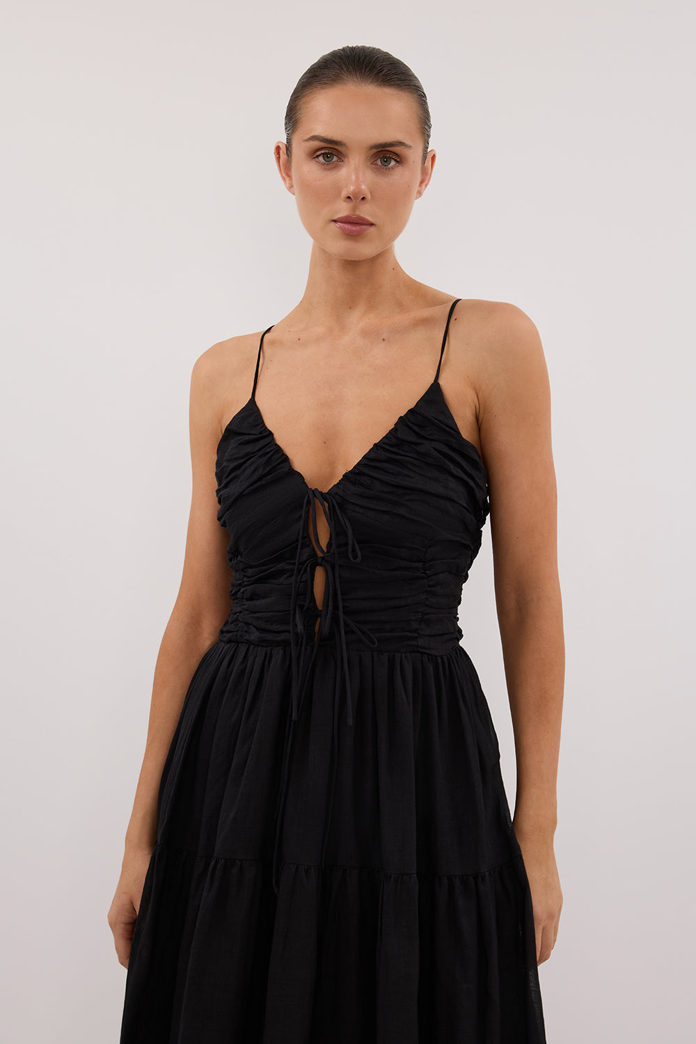 MARNIE BLACK RAMIE MIDI DRESS