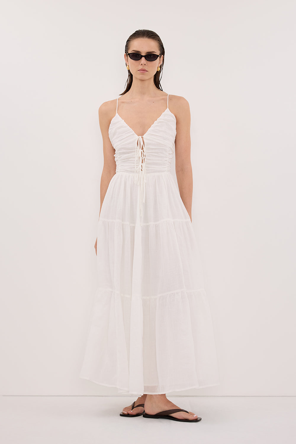 MARNIE WHITE RAMIE MIDI DRESS