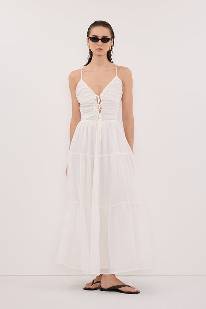 MARNIE WHITE RAMIE MIDI DRESS