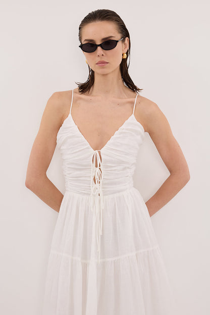 MARNIE WHITE RAMIE MIDI DRESS