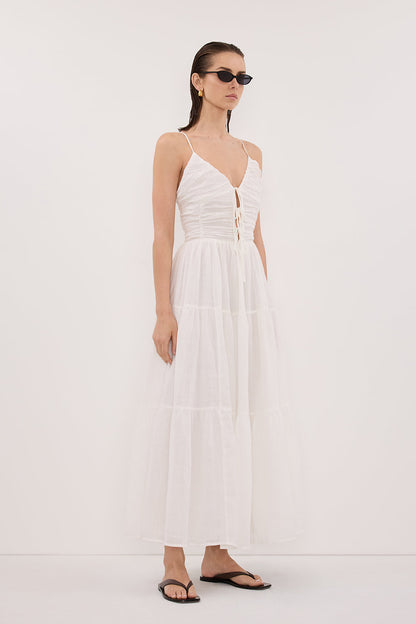 MARNIE WHITE RAMIE MIDI DRESS