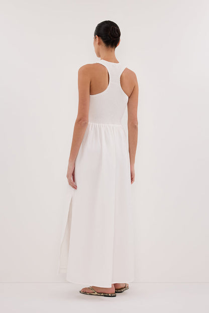FLORENCE WHITE SLEEVELESS COTTON MIDI DRESS