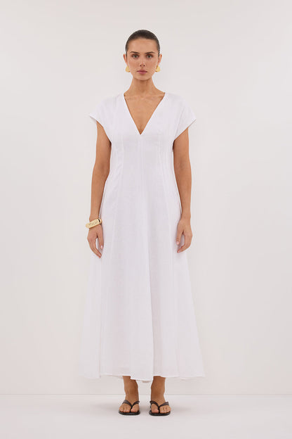 MATISSE WHITE LINEN MIDI DRESS