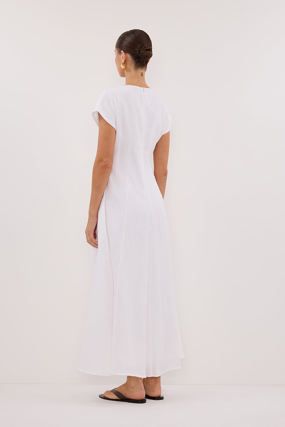 MATISSE WHITE LINEN MIDI DRESS