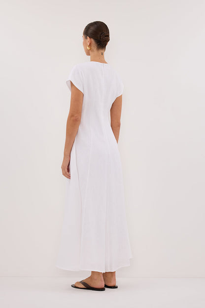 MATISSE WHITE LINEN MIDI DRESS