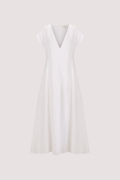MATISSE WHITE LINEN MIDI DRESS