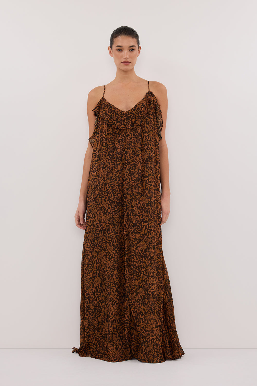 TERRA CAPRI RUST SLEEVELESS MAXI DRESS