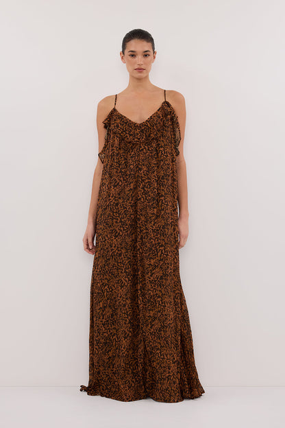 TERRA CAPRI RUST SLEEVELESS MAXI DRESS