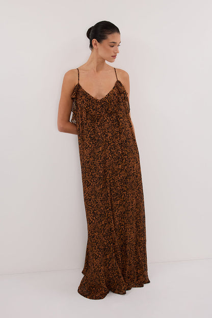 TERRA CAPRI RUST SLEEVELESS MAXI DRESS