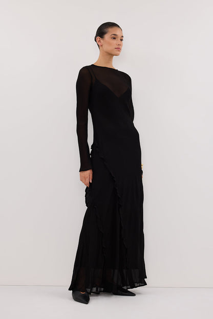 MARISSA BLACK LONG SLEEVE MAXI DRESS