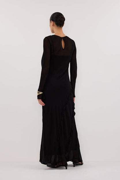 MARISSA BLACK LONG SLEEVE MAXI DRESS