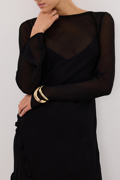 MARISSA BLACK LONG SLEEVE MAXI DRESS