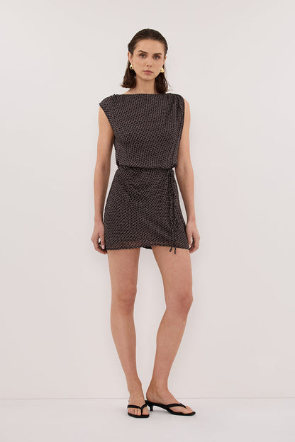 TIA CHOC MICRO CHECK MINI DRESS