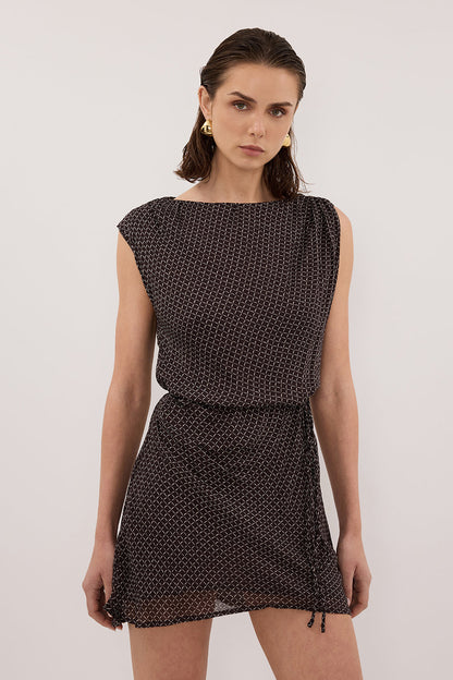 TIA CHOC MICRO CHECK MINI DRESS