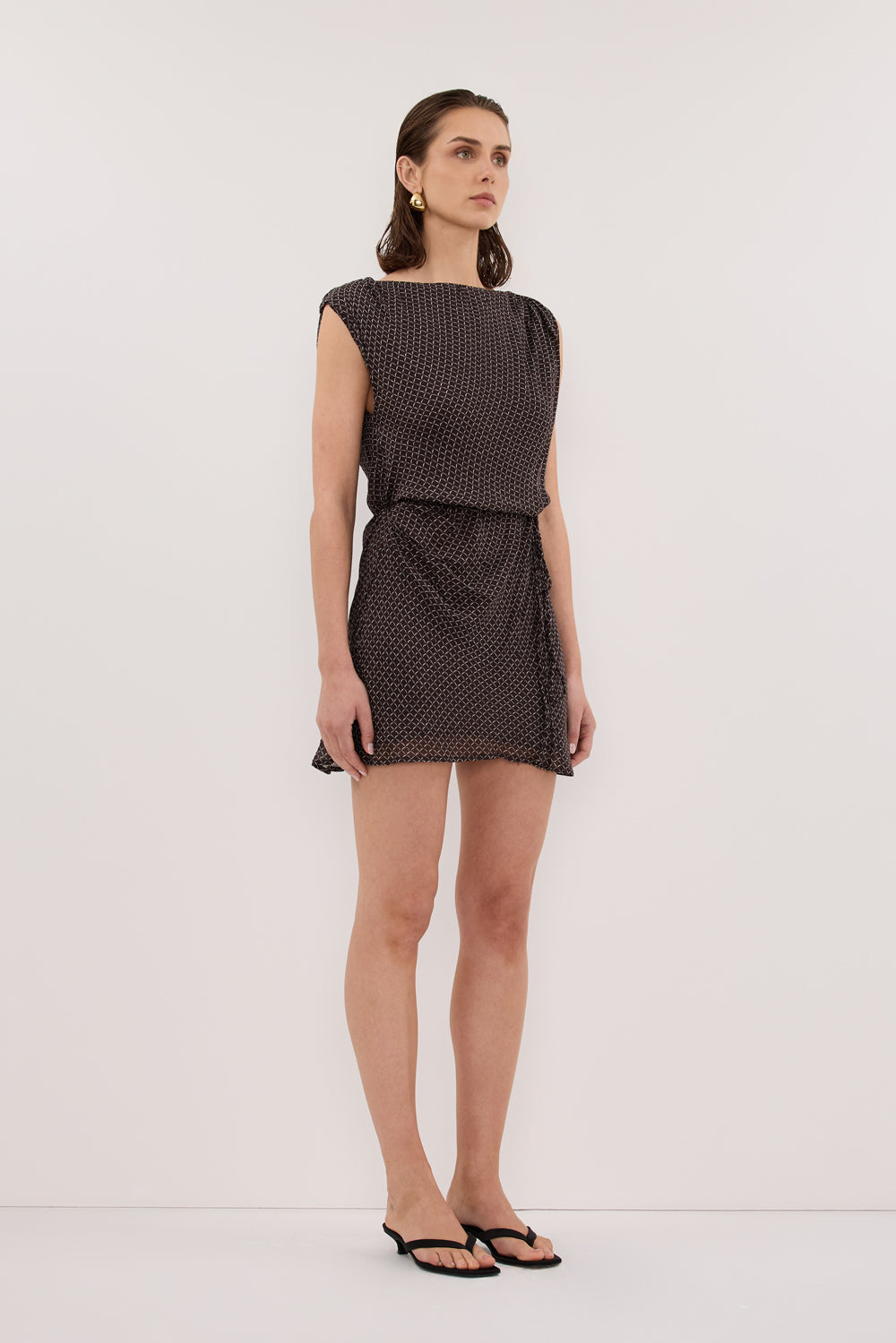 TIA CHOC MICRO CHECK MINI DRESS