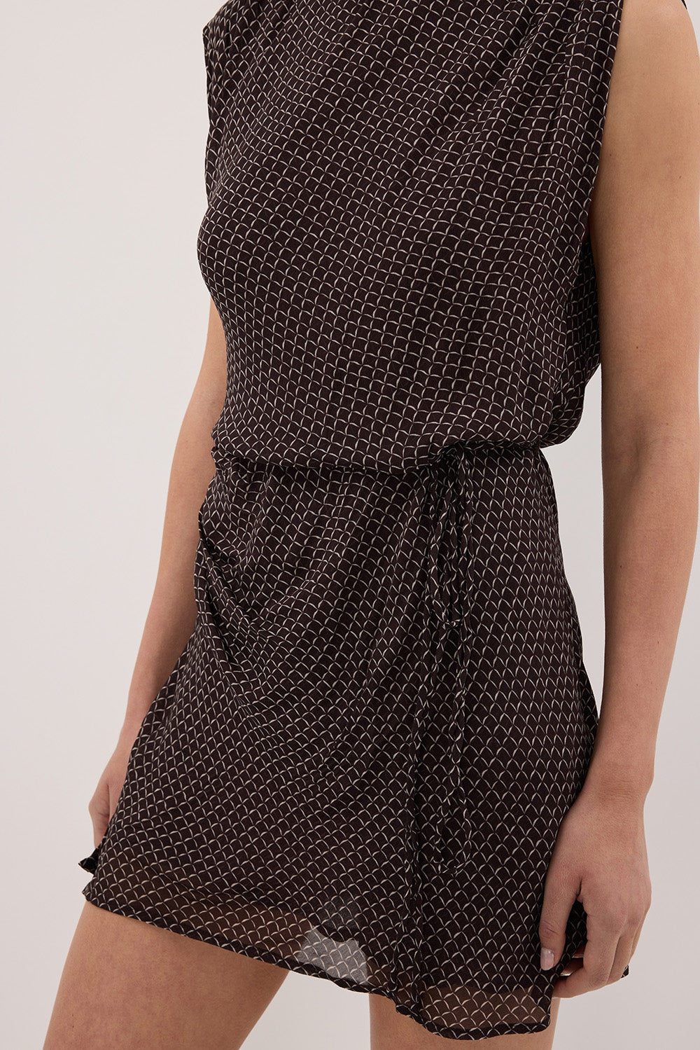 TIA CHOC MICRO CHECK MINI DRESS