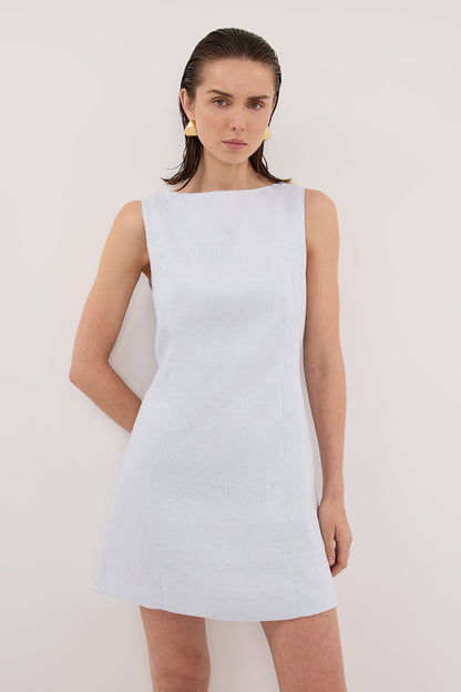 LACY CORNFLOWER LINEN MINI DRESS