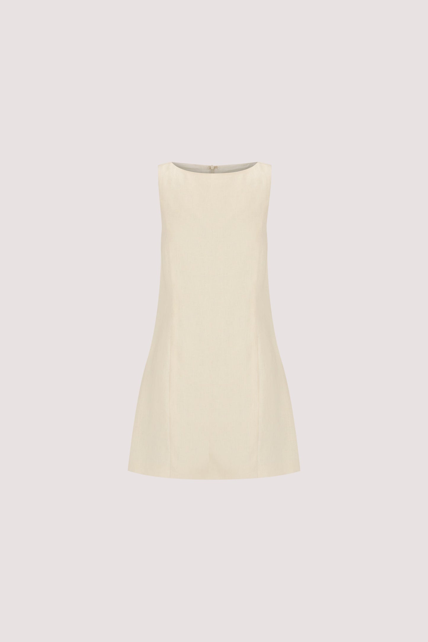 LACY STRAW SLEEVELESS LINEN MINI DRESS