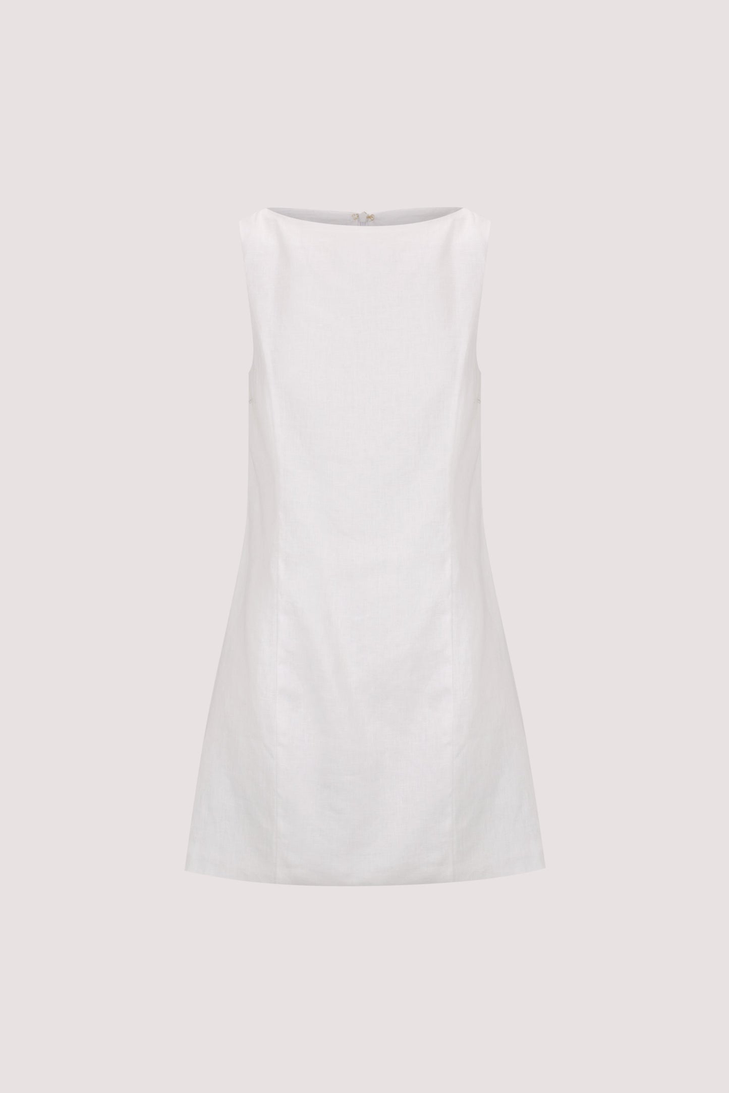 LACY WHITE SLEEVELESS LINEN MINI DRESS