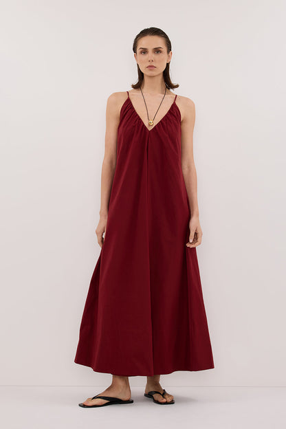 LIANA SAHARA SLEEVELESS POPLIN TENT MIDI DRESS