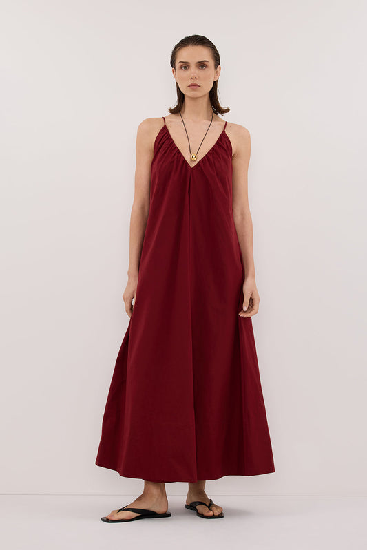 LIANA SAHARA SLEEVELESS POPLIN TENT MIDI DRESS