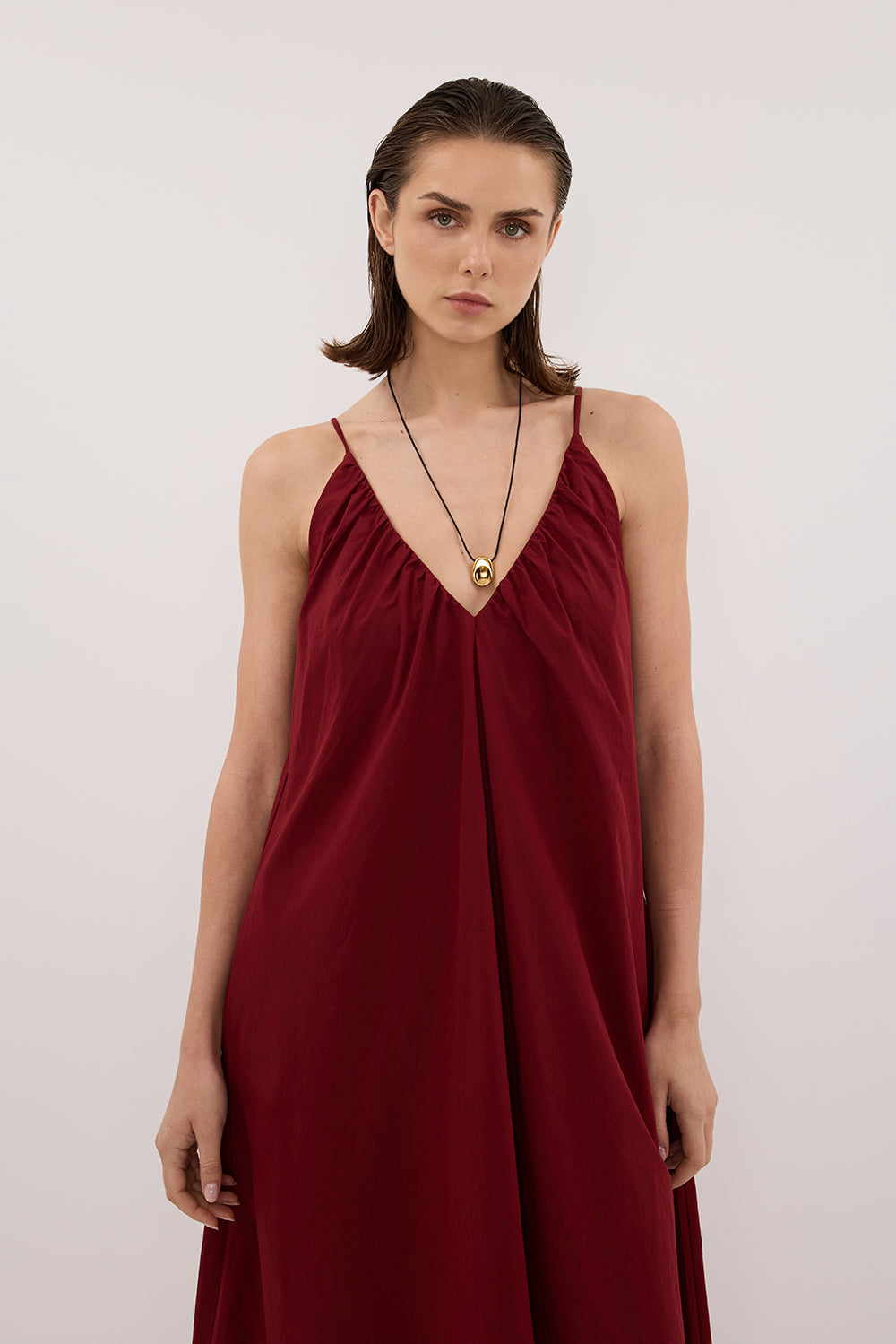 LIANA SAHARA SLEEVELESS POPLIN TENT MIDI DRESS