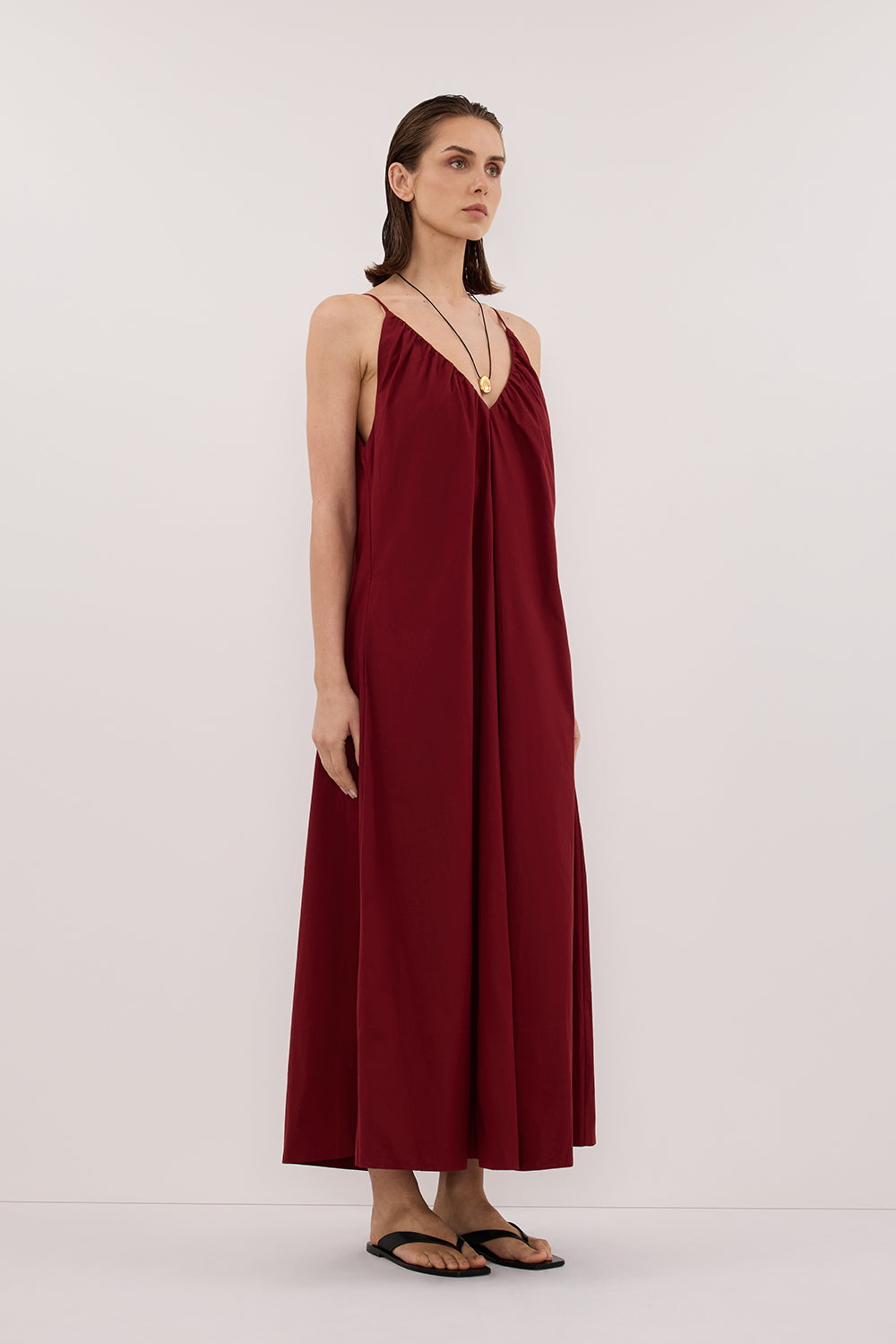 LIANA SAHARA SLEEVELESS POPLIN TENT MIDI DRESS