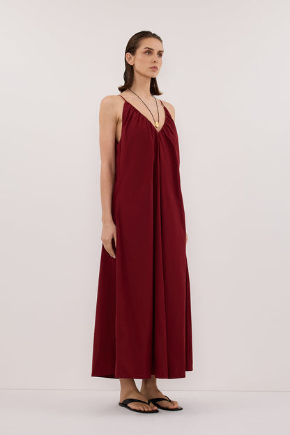 LIANA SAHARA SLEEVELESS POPLIN TENT MIDI DRESS