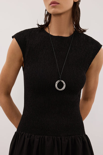 RUBI BLACK COTTON MIDI DRESS