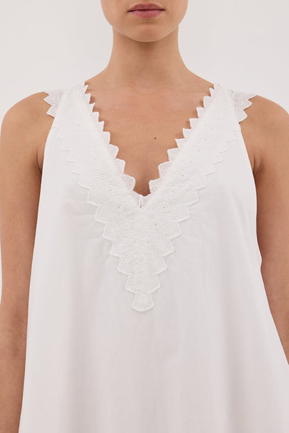 ANNABEL WHITE SLEEVELESS V NECK MINI DRESS