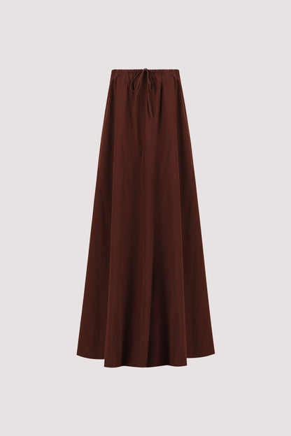 SOMMER CINNAMON STRAPLESS POPLIN MIDI DRESS