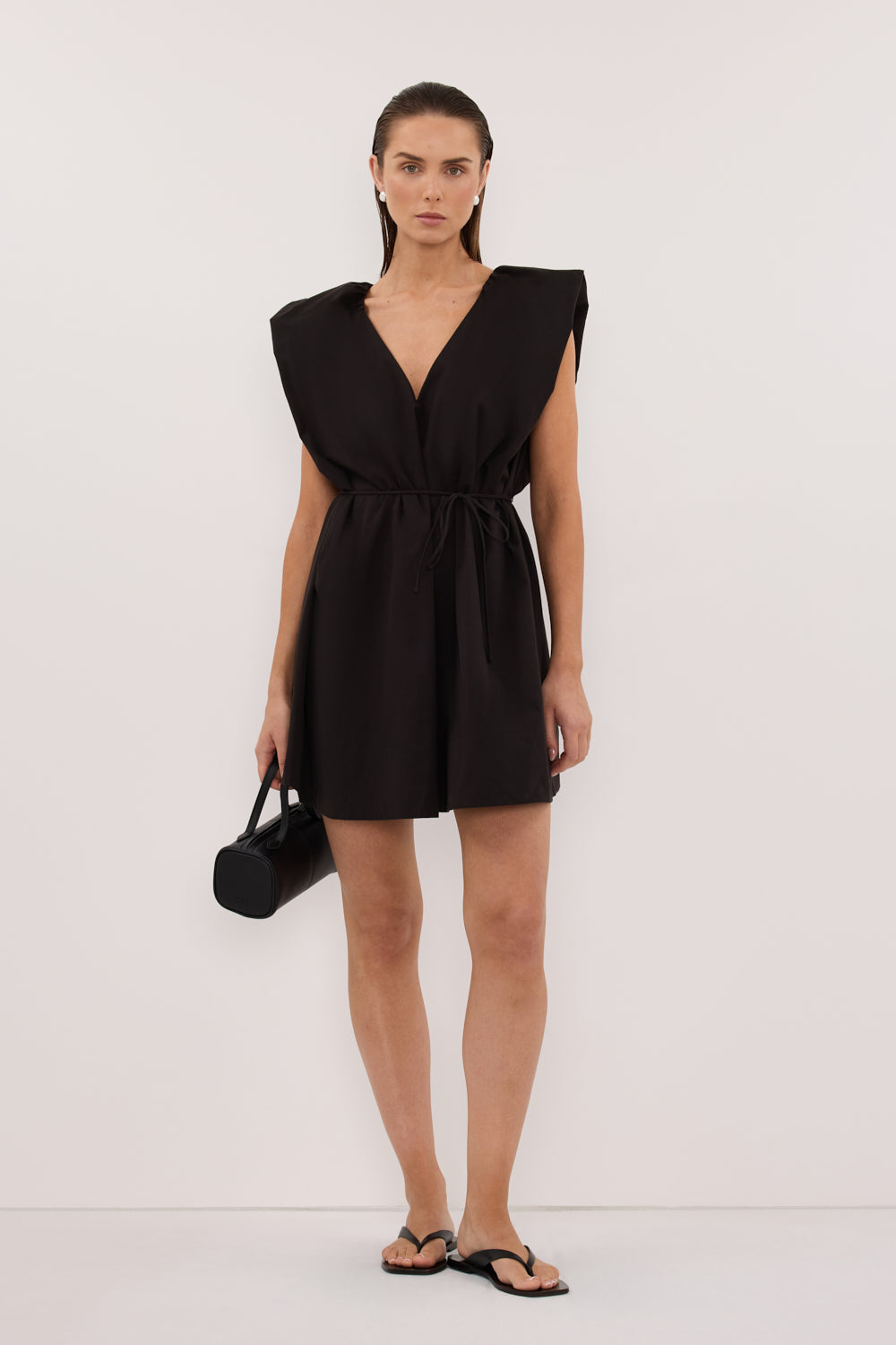 SABRE BLACK COTTON MINI DRESS