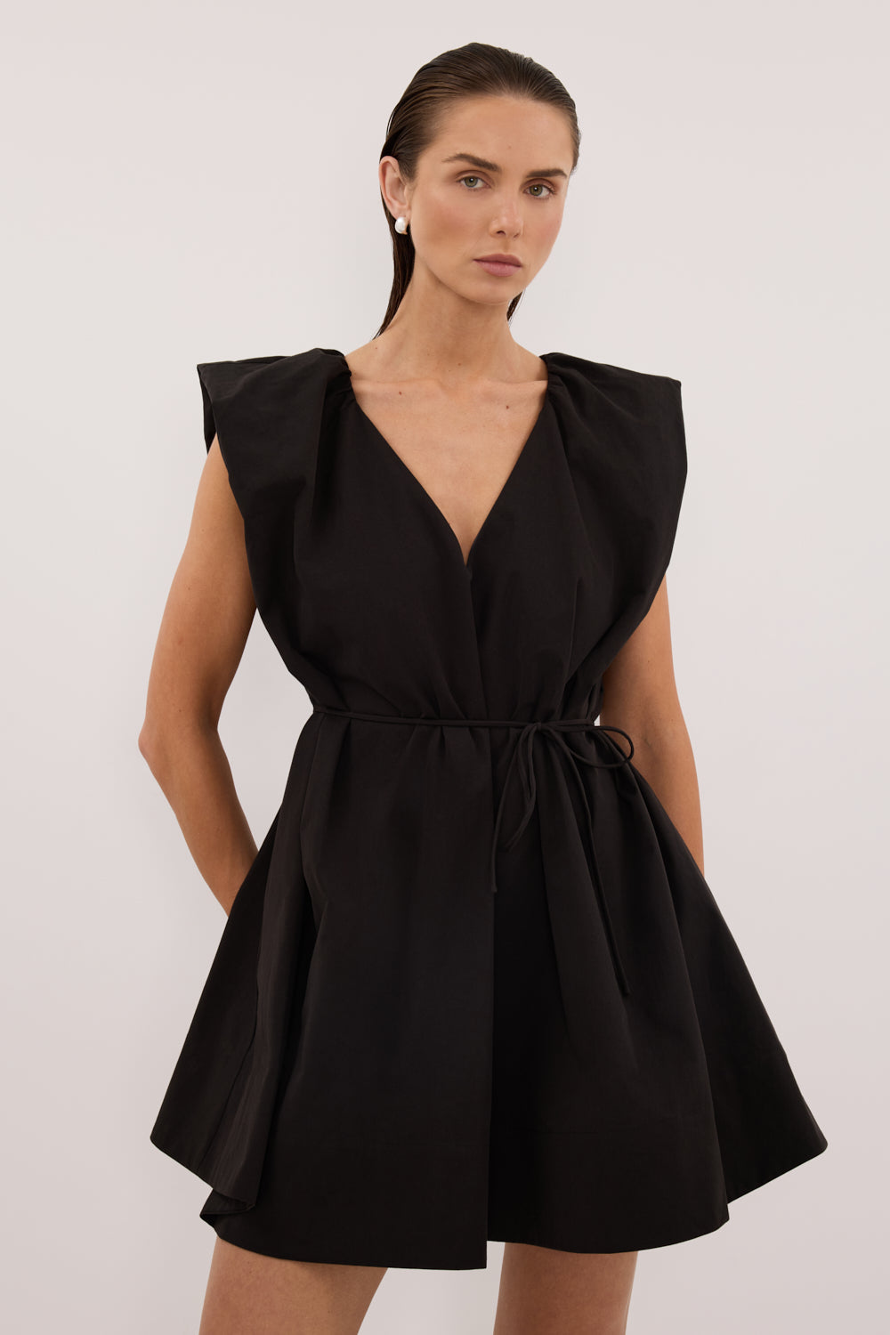 SABRE BLACK COTTON MINI DRESS