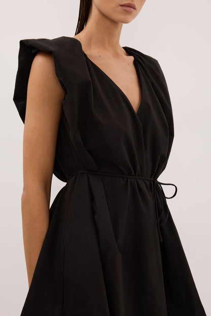 SABRE BLACK COTTON MINI DRESS