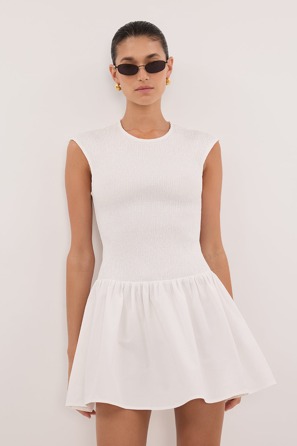 RUBI WHITE COTTON MINI DRESS