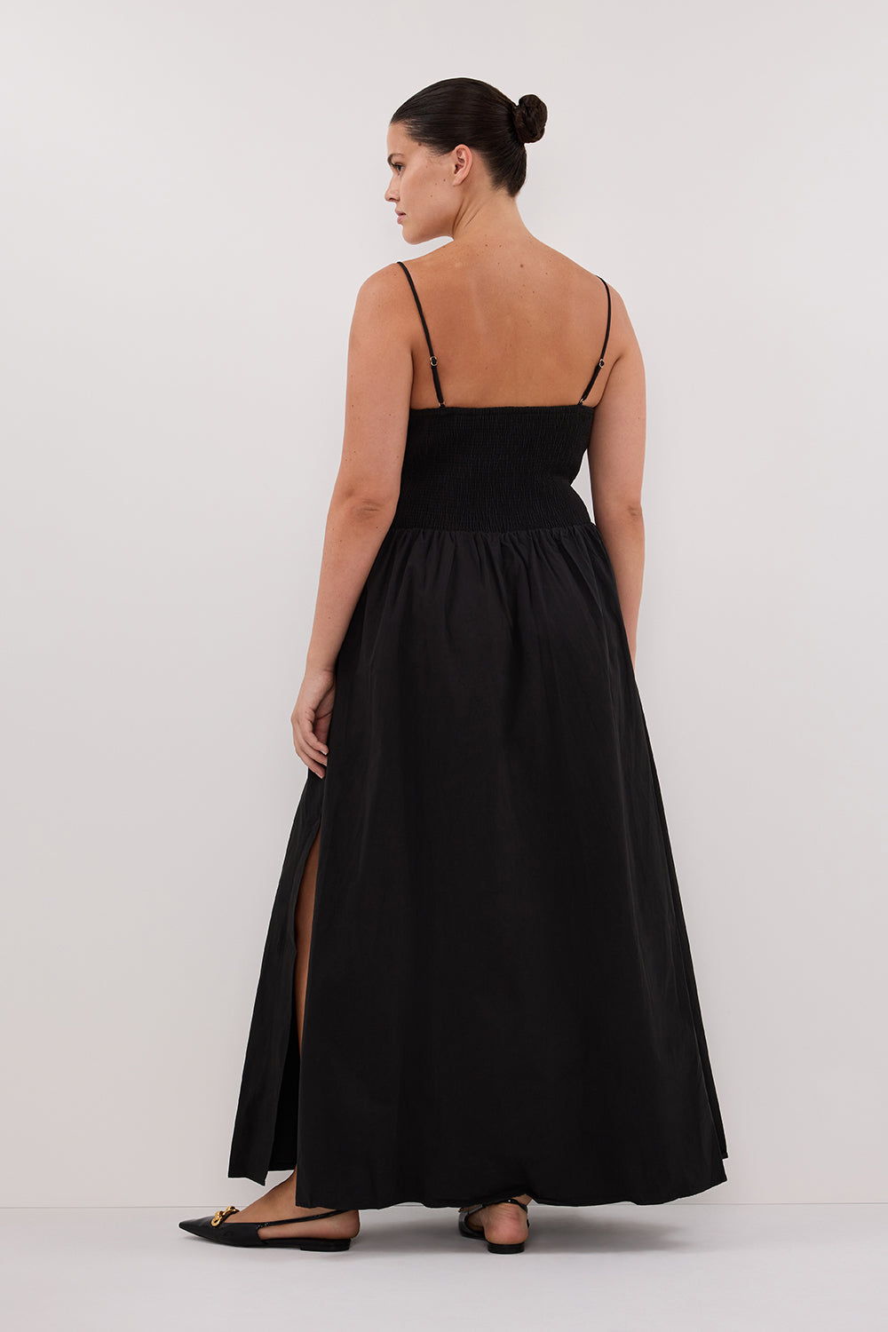 MILANO BLACK COTTON MIDI DRESS