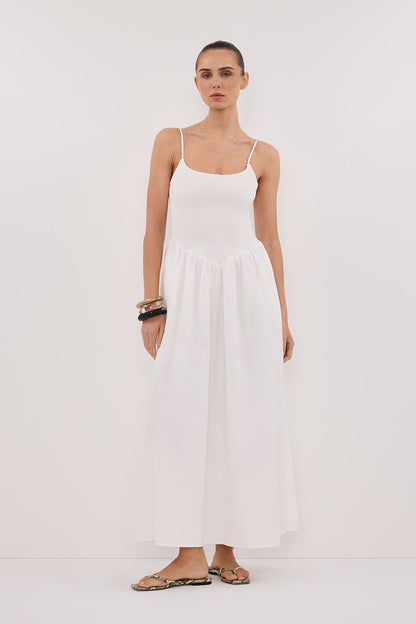 MILANO WHITE COTTON MIDI DRESS
