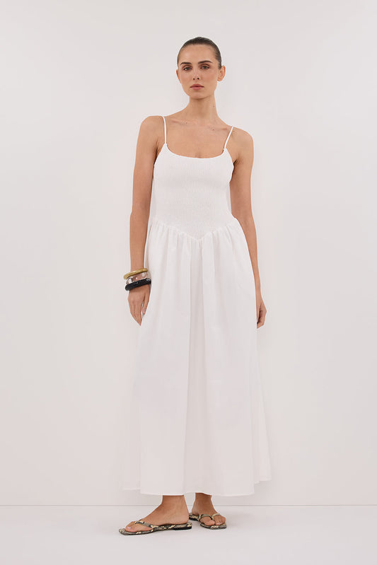 MILANO WHITE COTTON MIDI DRESS